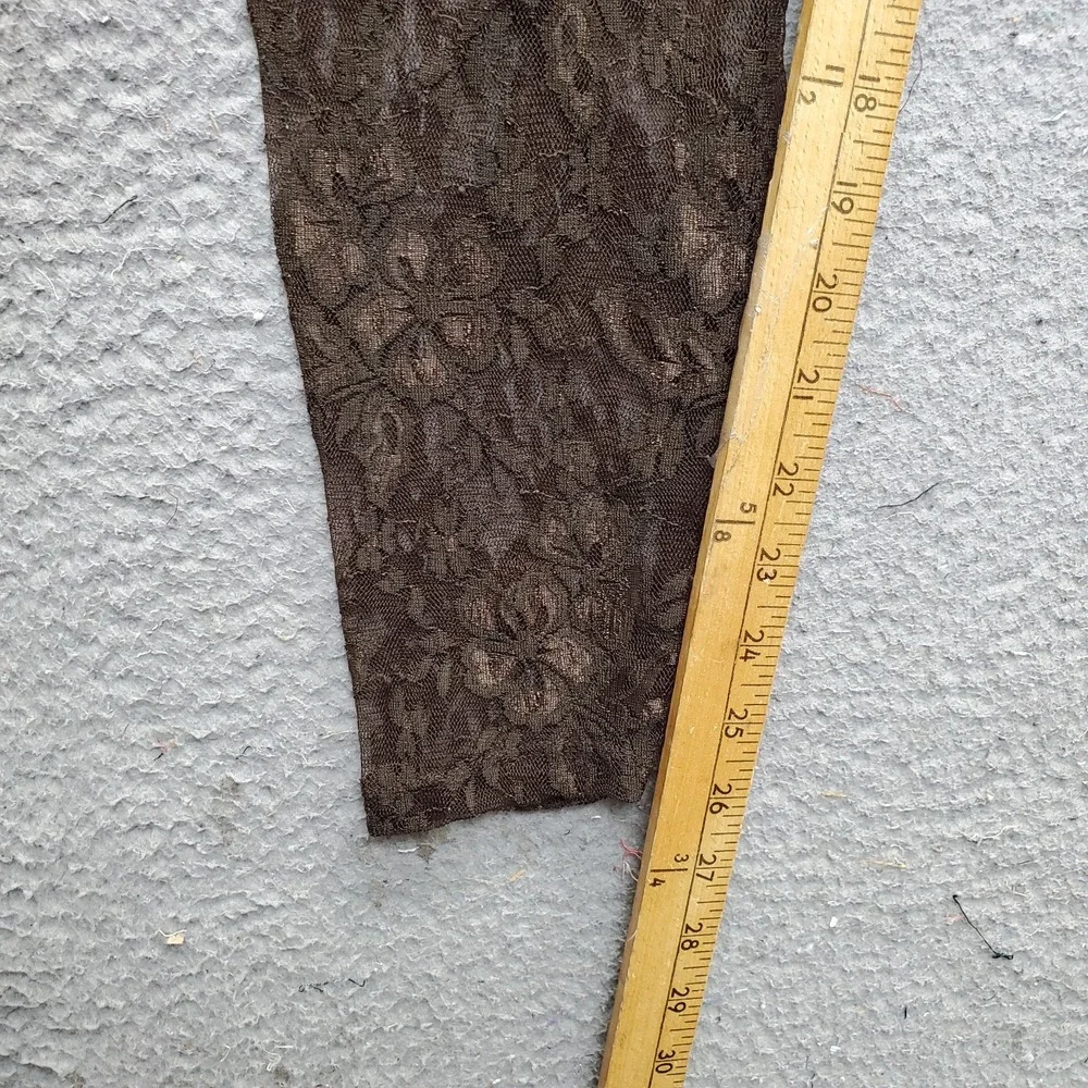 Kontatto Leggings Womens S Brown Sheer Lace Floral Stretch Skinny Leg Pull On